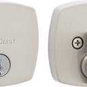 Kwikset Midtown Deadbolt Lock, Satin Nickel Modern Exterior Keyed Front Entry Door, Pick Resistant SmartKey Rekey Security, Single Cylinder Dead Bolt, with Microban Protection