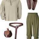 Kids Medieval Viking Pirate Renaissance Tunic Pants Accessories Costume for Boys Cosplay 13-14 Years (S)