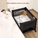 ANGELBLISS Baby Bassinet Bedside Crib, Pack and Play with Mattress, Diaper Changer, One-Push Setup Playards from Infants to Toddlers (Black)