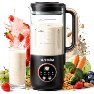 8 in 1 Automatic Nut Milk Maker, 10 Blade 35 oz Homemade Oat, Soy, Plant-Based and Dairy Free Beverages, Almond Milk Maker with Delay Start/Keep Warm/Boil Water, Soy Milk Maker with Nut Milk Bag