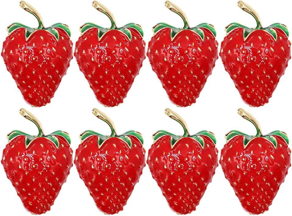 Qinwuwu Knobs Handles Pulls Iron Carving Strawberry Decorative Art Jewelry Boxes Pulls Knobs Creative Handles Kitchen Hardware Cupboard Drawer Dresser Zinc Alloy Pack of 8 pcs, Red