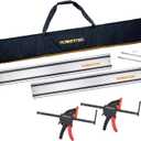 POWERTEC 110" Track Saw Guide Rail Kit for Makita and Festool, Includes 2PK 55" Guide Rails, Protective Guide Rail Bag, 2PK Guide Rail Connectors, and 2PK Track Saw Clamps (71885)