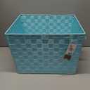 Simplify Large Metallic Striped Woven Storage Bin in Mint 13" x 15" x 10"