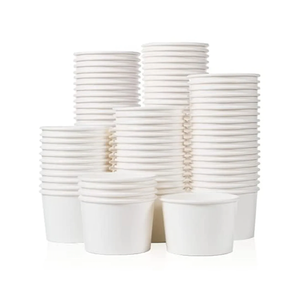 MATICAN Paper Ice Cream Cups - 50 -Count 9-Oz Disposable Dessert Bowls for Hot or Cold Food, 9-Ounce Party Supplies Treat Cups for Sundae, Frozen Yogurt, Soup, White