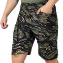 LOOGU Mens Camo Cargo Shorts Quick-Dry Water Resistant Sun Protection Hiking Shorts Men with Multi-Pocket (S)