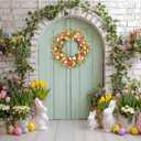 22 Inch Easter Wreaths for Front Door, Egg Wreaths with Tulips and Eucalyptus Leaves, Spring Decorations Outdoor Indoor Outdoor Farmhouse Rustic Easter Door Decor
