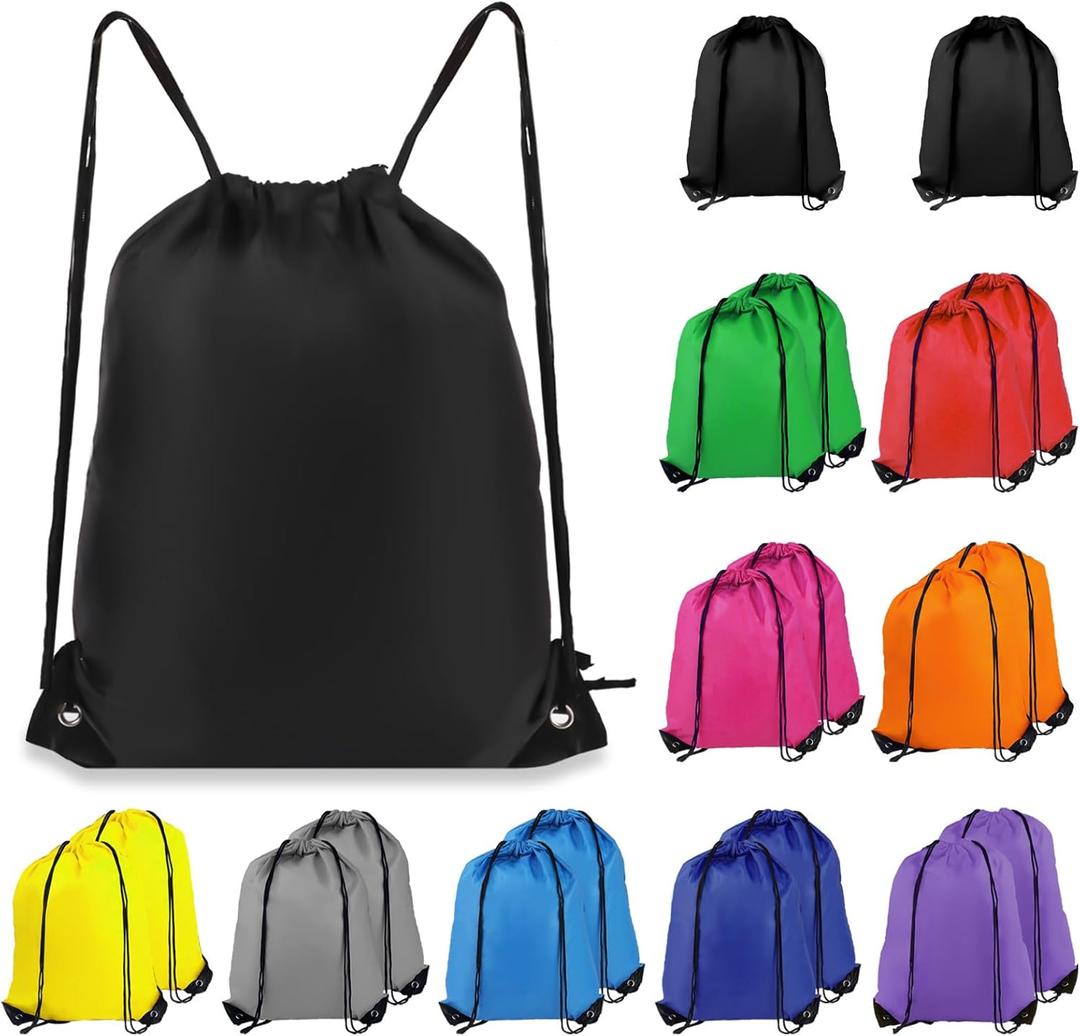 Drawstring Backpack 20Pcs Drawstring Bags, Draw String Back Bag Drawstring Bags Bulk for Sports, Gym, Travel, Swimming, Beach (10 Colors) (Multicolor)
