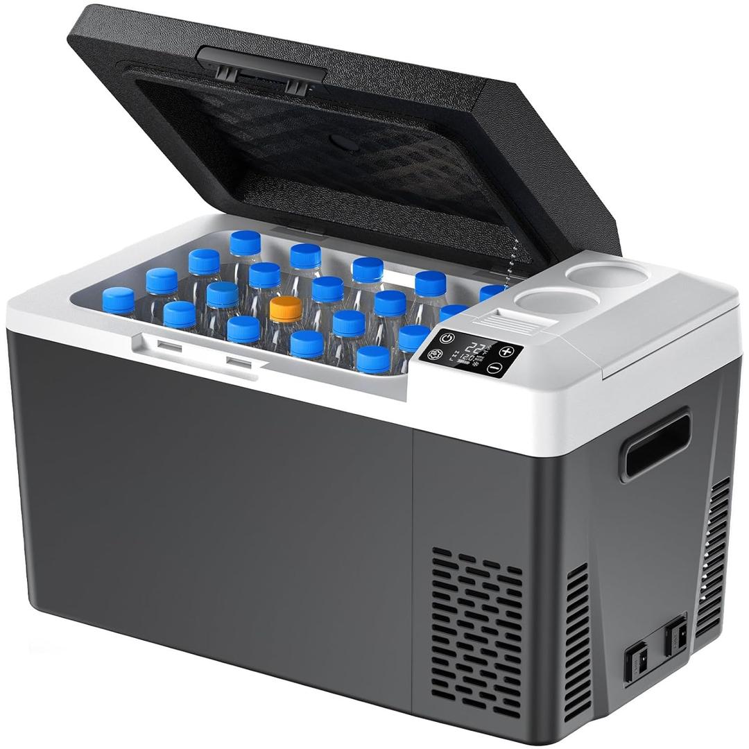 Marsail 12 Volt Car Refrigerator, 24QT Electric Cooler, Portable Car Fridge with Battery Power Option, 12/24V DC and 110-240V AC for Truck, RV, SUV, Travel, Camping, Road Trips -4F to +68F