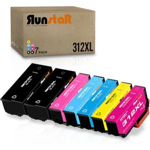 Run Star 7 Packs 312XL Remanufactured Ink Cartridge Replacement for Epson 312XL T312XL use for Epson Expression Photo XP-8500 XP-8600 Printer (2BK/C/M/Y/LC/LM)