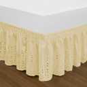 Wrap Around Elastic Eyelet Bed Skirt Dust Ruffle (Gold, Queen/King-14 1/2 Inch Drop)