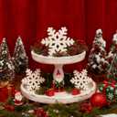 2 x Winter Decoration - 3PCS Snowflake Signs Rustic Wooden Snowflake Blocks Farmhouse Christmas Holiday Decor for Tiered Tray, Mantel and Table Centerpiece Displays