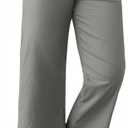 Flamingals Wide Leg Cropped Pants for Women Trendy Mid Rise Button Fly Barrel Jeans Stretchy Casual Ankle Pants (Gray, S)