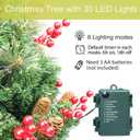 Christmas Tree 30 inch Prelit 2 Set Pathway Porch Christmas Trees Pre-Light LED Battery Operated Outdoor Xmas Decor for Entrance Driveway, Yard, Garden, Red Berries, Pine Cones