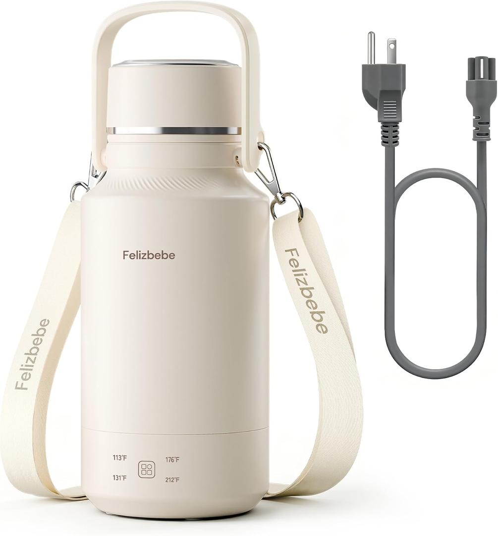 33.8 Oz/1000mL Portable Electric Kettle,304 Stainless Steel Travel Kettle Electric,4 Temp Settings with Holding Heat,600W Fast Boiling Water with Auto Shut-Off and Boil Dry Protection, White