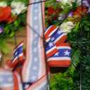 Crowye 2pcs Memorial Day 4th of July Grave Wreaths with Stand Set 23. 62in Cemetery Wreaths 30in Easel Patriotic Gravestone Headstone Independence Day Decor (USA Bow Rose Style)