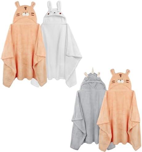 FUBANRAY 4-Pack Hooded Toddler Bath Towels for Boys Girls 0-5 Years, Absorbent Baby Bath Towel Set Thick 50'' x 32'', Soft Hooded Bath Towels for Babie, Toddler, Infant