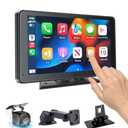 Hieha Car Play,Wireless Portable with Apple CarPlay and Android Auto Screen for Car,7" HD Touch Screen Car Stereo with Mirror Link,Backup Camera,Bluetooth5.2,GPS Navigation,AUX,FM for All Vehicles