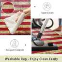 Vintage American Flag Area Rugs 5x7 Washable Area Rugs for Living Room Throw Large Bedroom Kitchen Rug Non-Slip Low-Plie Entryway Rug Floor Mat Carpet for Dining Laundry Room Office
