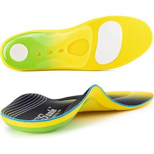 PCSsole Heavy Duty Support Pain Relief Insoles- 220+ lbs High Arch Support Insoles with Comfort Gel for Men and Women,Flat Feet Orthotic Insert,Work Boot Insoles for Plantar Fasciitis,Foot Pain (XL:(Men 12-13.5/Women 14-15.5) 12.6", Yellow)
