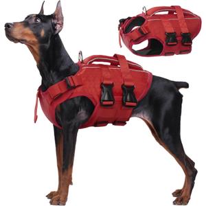 Kuoser Dog Life Jacket High Flotation, Reflective Dogs Life Vest for Swimming Boating, Adjustable Small Medium Large Dog lifejacket, Lightweight Dogs Life Preserver Rescue Handle Spring Summer Pool (Large (Chest Girth:22.8-29.5''), Red)