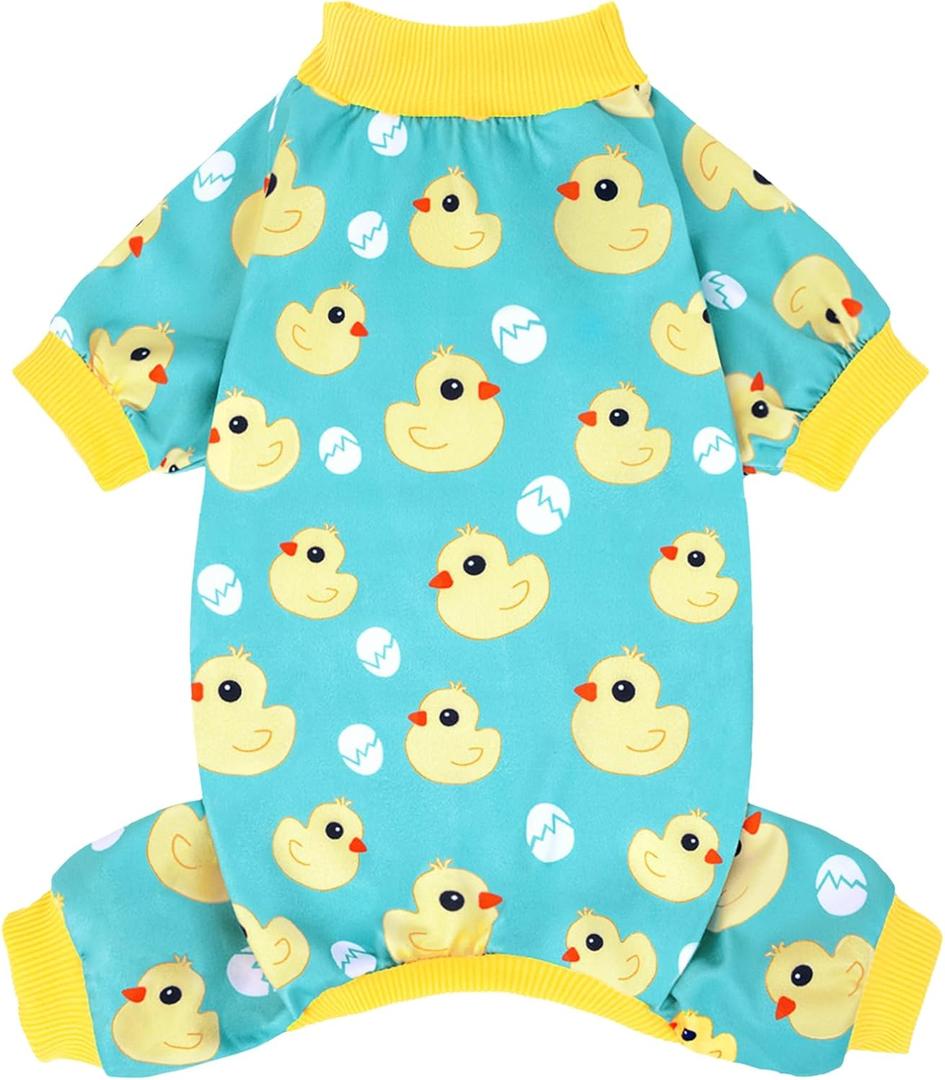 XPUDAC Dog Pajamas Soft Stretchy Duck Dog Clothes for Small Medium Dogs Pet Jumpsuit Puppy Onesie Outfits Cat Apparel-M (Medium(Chest-16"))