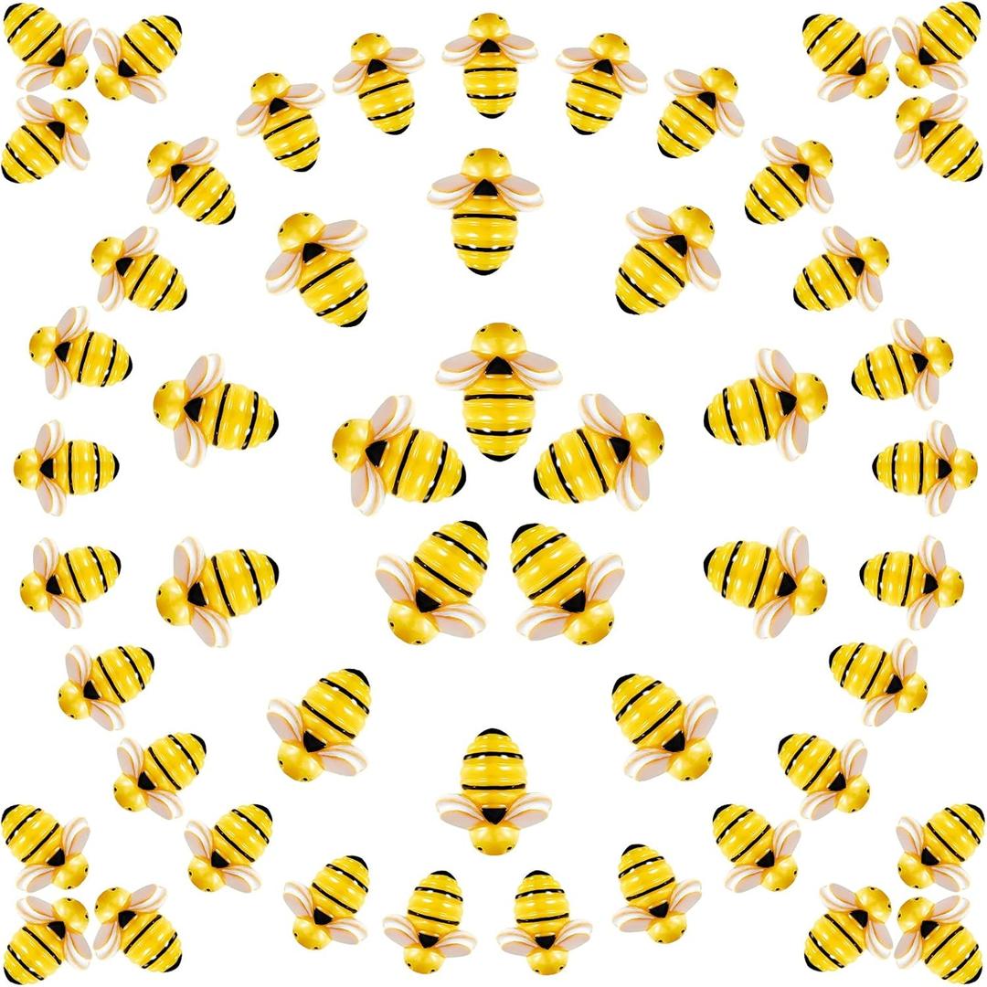 120 Pcs Tiny Resin Bees for Crafts Bulk Small Mini Plastic 3D Flatback Bee Charm Embellishments for Summer Honey Themed Party Decor Art DIY Crafts Baby Shower Birthday Decoration