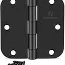 SORGMACH Door Hinges 3 1/2 Inch Matte Black 3.5 Inch Interior Hinges 5/8" Radius Round Door Hinge 3 1/2 Inch Iron Hinge 3 ½"x 3 ½" Door Hardware- 18 Pack