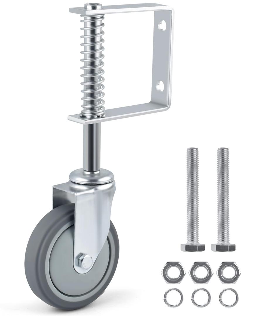 ERKOON Heavy Duty Gate Wheel Spring-Loaded Gate Casters, 3 inch Sliding Gate Wheels for Wooden Gate, Metal Tube Gate, Fence, 200lbs Load Capacity (3inch 1PCS)
