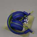 Noot Products Kids Headphones with Microphone K12 Stereo 5ft Long Cord with 85dB/94dB Volume Limit Wired On-Ear Headset for iPad Kindle, Fire/ Toddler/ Boys/ Girls/ School (Blue/Lime)