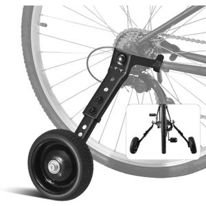 Adjustable Bicycle Training Wheels for Adults, Fit 24" to 28" Bikes, Steel Construction, Black, 1 Pair - Safe and Stable Learning Training Wheels