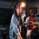 Purple Music Headband, Music Gem Knotted Headband Guitar Red Lips Butterfly Rhinestone Hairband Fashion Hair Accessories for Women Singer Fans Gift