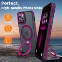 Magnetic Case for iPhone 13 Pro Max, with Invisible Ring Stand, Military Drop Protection, Shockproof Anti-Fingerprint Matte Protective Cover for iPhone 13 Pro Max, Hot Pink
