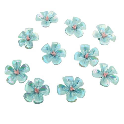 10 PCS 3D Flower Ceramic Tiles,1.6" Handmade Procelain Ceramic Flowers for Artwork,Fish Tank,Vases,Living Room, Dining Table,Office, Home Floral Decor (Single-Flowered Iridescent Blue)