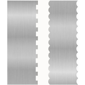 2 Pcs Stainless Metal Cake Scraper Smoother Double Sided Patterned Edge Cake Decorating Supplies Spatula Frosting Icing Tools Comb for Icing Cakes Buttercream Decorating