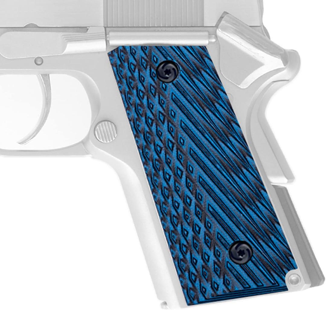 Guuun G10 Grips for Subcompact Para Ordnance 1911 Carry 9 C6 LDA - Diamond Cut Texture - 4 Color Options (Blue/Black)