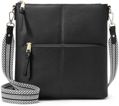 WESTBRONCO Crossbody Purses for Women Medium Shoulder Bag Vegan Leather Handbags with Guitar Strap