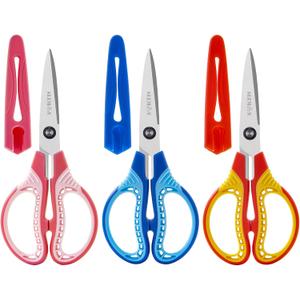 7" Scissors for Kids Ages 8-12,Pointed Tip with Cover Scissor