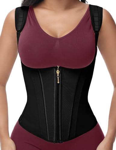 SHAPSHE Waist Trainer for Women, Tummy Control Sports Girdle, Workout Body Shaper with Adjustable Shoulder Strap Small