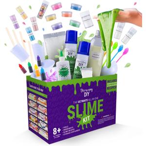 Discovering DIY Slime Kit for Girls and Boys - 52-Piece Slime Making Kit for Kids w/Craft Supplies - Makes Unicorn, Cloud, Butter, Galaxy, Mermaid and Slime for Kids