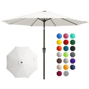 JEAREY 10FT Outdoor Patio Umbrella Outdoor Table Umbrella with Push Button Tilt and Crank, Market Umbrella 8 Sturdy Ribs UV Protection Waterproof for Pool, Garden (Creamy-white) (10FT, Creamy-white)