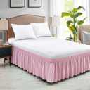 FreshCulture Elastic Wrap Around Bed Skirt - Queen Size, Easy Fit with 15-Inch Tailored Drop, Hotel Quality Dust Ruffle in Dusty Pink