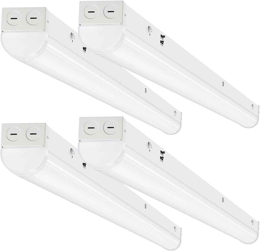 DAKASON 4FT LED Linear Light Fixture, 4 Foot LED Shop Lights 40/32/24W 35/40/5000K CCT Selectable, 4Feet Commercial Bay Lighting Fluorescent Tube Replacement for Office Garage 4 Pack