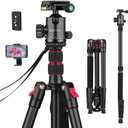 Professional Tripod for Camera, Victiv 81 inch Aluminium Compact Travel Camera Tripod Monopod Heavy Duty with Phone Mount, Compatible with Canon Nikon Sony (Black)