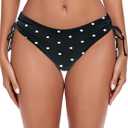 Ocean Blues Women's Full Coverage Swim Bottom Tie Sides Bikini Bottom (Medium, Black Polka Dot)