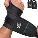 HiRui Wrist Brace 2 Pack - Pain Relief for Arthritis, Tendonitis, Carpal Tunnel | Durable Wrist Wraps Support for Weightlifting Powerlifting Bodybuilding CrossFit Tennis | One Size Adjustable (Black)