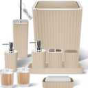 Bathroom Accessories Set - Gorgeous Beige Bathroom Set, 10PC Bathroom Accessory Set, Toilet Brush, Trash Can & Soap Dispenser