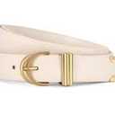 JASGOOD Women Leather Belt Gold Buckle Ladies Elegant Faux Leather Waist Belt for Jeans Pants