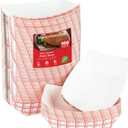 Stock Your Home Small Paper Food Boats (100 Pack) 1 Lb Disposable Red & White Checkered Trays, Eco Friendly Food Boat, Serving Boats for Concession Food & Condiments, Nacho Tray 4.25" x 2"