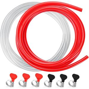 10FT Kegerator Beer Co2 Gas Dual Lines Kit, ID 3/16" Keg Beer Lines Tubing & ID 5/16'' Co2 Gas Hose Food-Grade PVC Tubing Keg Faucet Tube with 6Pcs Hose Clamps for Homebrew