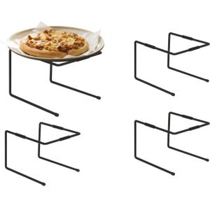HPC DECOR 4PCS Black Metal Pizza Stands for Tables- Pizza Pan Riser Rack Holder- Food Display Riser Stands for Party Buffet Table Platter Tray- Metal Display Stands for Home, Restaurant, Catering